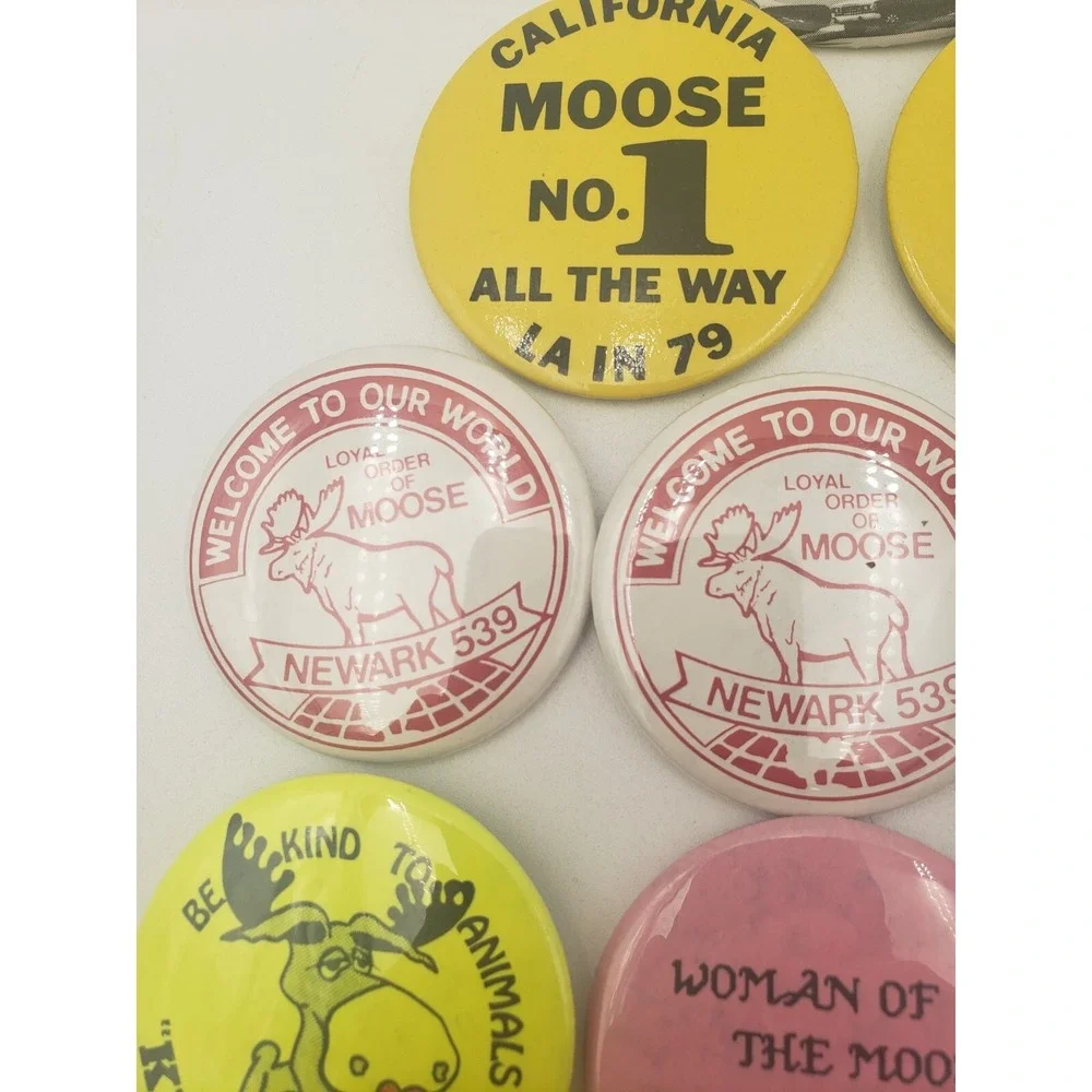 Vintage Moose Lodge Pinback Buttons 1970s-80s Lot Of 12‎ California NJ Florida